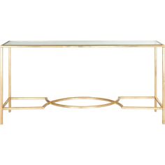 a gold metal and glass console table