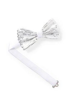 - Sequined Men's Bow Tie- 100% Polyester- Pre-Tied Banded Bow Tie - Size 4.75" x 2.5"- Fits Most Necks Sequin Bow Tie, Sequin Bow, Mens Bow Ties, Bow Tie, Sequin, Size 4, Band, Silver