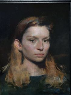 an oil painting of a woman with long hair