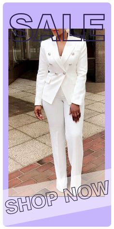 #knowfashionstyle #fashionoutfits #blackgirlmagic #blackgirlfashion #blackgirlshairstyles #blackgirlaesthetic #womensfashion #trending #womenstyle #womenclothes #twopieces #two-piece #outfits #TwoPieceSet #TwopieceSuit #pantsset #topandpants #Homewear #Sportswear #Yogaclothes White Suit For Graduation, Ladies Suits Formal Classy Outfit, Women Suits For Graduation, White Pants Suits For Women Graduation, Female Suits For Graduation, Graduation Suits For Women Classy, Female Blazer Outfit, Graduation Attire For Women, Ladies Suits Formal Classy