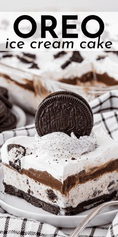 an oreo ice cream cake on a plate