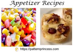 two pictures with different types of appetizers on them, one has jelly beans and the other has fruit