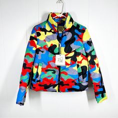 Nwt Ziai Colorful Camo Puffer Jacket Small Bust - 36" Sleeve - 23" Shoulder To Hem - 21" Measurements Are Approximate. New With Tags Casual Multicolor Print Fall Outerwear, Trendy Fitted Multicolor Outerwear, Fitted Multicolor Winter Outerwear, Casual Multicolor Print Long Sleeve Outerwear, Colorful Long Sleeve Winter Outerwear, Colorful Long Sleeve Outerwear For Winter, Colorful Fitted Long Sleeve Outerwear, Fitted Colorful Long Sleeve Outerwear, Camo Puffer Jacket