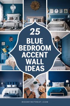 Discover beautiful blue bedroom accent wall ideas to elevate your space. From light baby blues to deep navy hues, these accent walls will transform any bedroom into a serene oasis. Whether you prefer a subtle touch or a bold statement, there's a shade of blue that suits your style perfectly. Explore various paint colors, color schemes, and decor ideas to create the bedroom of your dreams with a stunning blue accent wall. Peacock Blue Accent Wall Bedroom, Bedrooms With Blue Accent Wall, Blue Accent Bedroom Wall, Bedroom Blue Accent Wall, Wallpaper For Bedroom Accent Wall, Blue Feature Wall Bedroom, Blue Accent Wall Bedroom, Blue Accent Wall Living Room