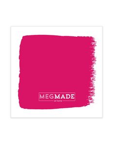 a bright pink poster with the word megamade on it in white and red ink