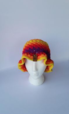 Handmade Granny Bucket Hat  100 % Acrylic  Standard Adult Size Hat Machine wash cold Tumble dry Color: Lava Lamp Granny Bucket Hat, Milwaukee Wi, Crochet Granny, Lava Lamp, Handmade Crochet, Milwaukee, Bucket Hat, Caps Hats, Accessories Hats