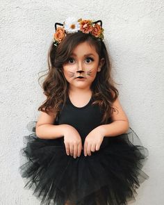 Kitten Costume Kids, Cat Family Costume Ideas, Kid Cat Makeup Halloween, Easy Cat Makeup Halloween Kids, Kids Cat Makeup Halloween, Toddler Cat Costume Diy, Family Cat Costumes, Kids Cat Makeup, Cat Makeup Halloween Kids