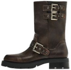 Brown Round Toe Moto Boots For Work, Brown Ankle Moto Boots With Rivets, Rugged High-top Moto Boots With Reinforced Heel, Brown Biker Moto Boots With Buckle Closure, Brown High-top Moto Boots With Reinforced Toe, Brown High-top Boots With Buckle Closure, Female Packing List, Black High-top Moto Boots With Buckle Closure, Martin Boots