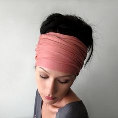 ecoshag sweet peach head scarf Boho Head Wrap, Extra Wide Headband, Head Scarfs, Jersey Headband, Ladies Head Scarf, Head Wraps For Women, Pink Head, Head Scarves, Blind Stitch