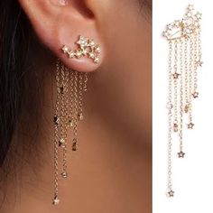 Prom Jewelry Earrings, Star Dangle Earrings, Emerald Earrings Studs, Long Tassel Earrings, Prom Jewelry, Tassel Drop Earrings, Gold Filled Earrings, Earrings Women, Hanging Earrings