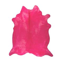 a pink cowhide rug on a white background