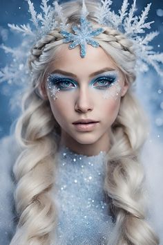 Ice Fairy Costume, Winter Fairy Makeup, Winter Fairy Costume, Ice Princess Makeup, Snow Queen Makeup, Diy Christmas Costumes, Snowflake Makeup, Ice Makeup, Elsa Makeup