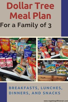 the dollar tree meal plan for a family of 3 breakfast, lunches, and snacks