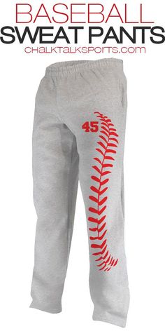 a baseball sweat pants with the number 45 on it and an image of a baseball