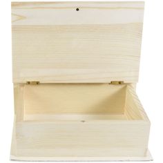 an empty wooden box with the lid open