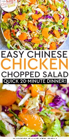 easy chinese chicken chopped salad with oranges and cabbage