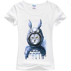 Cat wearing totoro outfit Funny Cat T Shirts, Totoro Merchandise, Anime Totoro, Totoro T Shirt, Cat T Shirts, Women Graphic Tees, Ladies Tshirt, Cat Tshirts Funny, Cat Anime