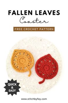 two crochet patterns with the words fallen leaves written on them