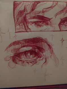 two drawings of the same person's eyes