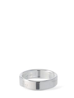 Width: 0.6cm. Sterling silver. Engraved logo detail Gucci Fine Jewelry Rings For Formal Occasions, Gucci Formal Fine Jewelry Rings, Designer Gucci Rings With Polished Finish, Gucci Rings With Polished Finish For Formal Occasions, Luxury Gucci Round Ring, Gucci Luxury Rings For Formal Occasions, Luxury Gucci Rings For Formal Occasions, Gucci Luxury Formal Rings, Gucci White Gold Ring In Fine Jewelry Style