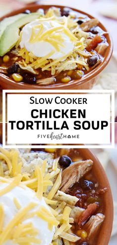 slow cooker chicken tortilla soup in a bowl