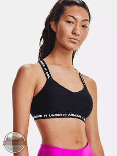 CROSSBACK LOW SPORTS BRA Under Armour Bra, Black And White Models, Bold Logo, Sports Shops, Support Bras, Sport Bh, Black Sports Bra, Sport Bra, Under Armour Women