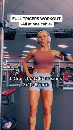 triceps workout video Tricep Workout Machine Gym, Bicep Workout With Cables, Bicep And Tricep Workout On Cable Machine, Tricep Muscle Workout, Free Weight Tricep Workout, Arm Workout Women Cables Gym, Cable Rope Workouts For Women, Bicep Tricep Cable Workout, Push Cable Workout