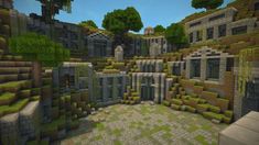 an image of a very nice looking area in minecraft with lots of trees and bushes