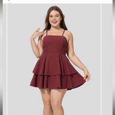 Nwt Halara Tiered Dress, Color: Pomegranate Size 1x. Bought For A Wedding, Never Worn, Cannot Return. Make Me An Offer:) Homecoming Inspo, Tiered Dress, Pomegranate, Pink Red, A Wedding, Homecoming, Colorful Dresses, Mini Dress, Womens Dresses