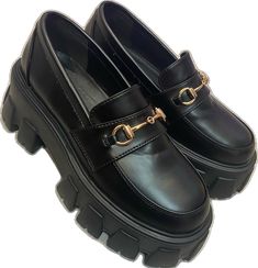 Trendy Black Platform Loafers With Rubber Sole, Trendy Black Platform Loafers With Metal Feet, Shoes Princess, Penny Lane, Black Loafers, Princess Polly, Penny, Loafers, Size 7