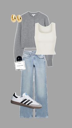 Outfit idea Ootd Tank Top, Uni Outfits, Winter Fit, Outfit Collage, Tank Top Outfits, Stockholm Fashion, Outfit Inspo Fall, Outfit Goals