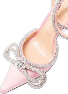 Luxury Pink Heels With Bow, High Heels With Pink Bow For Formal Occasions, Evening High Heels With Pink Bow, Evening Heels With Pink Bow And High Heel, Elegant High Heels With Pink Bow, Elegant Party Heels With Pink Bow, Feminine Party Heels With Buckle Closure, Feminine Evening Heels With Buckle Closure, Pink Pumps