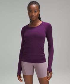 Swiftly Tech Long-Sleeve Shirt 2.0 | Women's Long Sleeve Shirts | lululemon Lululemon Long Sleeve Shirts, Long Sleeve Running Shirt, Lululemon Shirt, Lululemon Long Sleeve, Athleisure Tops, Garment Fabric, Crew Neck Tshirt, Swiftly Tech, Lululemon Tops