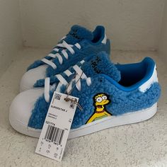 Adidas The Simpsons Marge Superstar - Brand New With Tags - Big Kid Size 4 - Does Not Include Box Make Me An Offer Winter Sports Blue Sneakers, Blue Low-top Sneakers For Winter, Casual Blue Winter Sneakers, Blue Winter Sports Sneakers, Blue Adidas Custom Sneakers, Halloween Costumes Marge Simpson, The Simpsons Adidas, Custom Shoes Simpson, Blue Adidas Skate Shoes In Synthetic