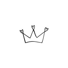 a drawing of a crown with hearts on it