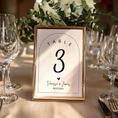 the table numbers are displayed in gold frames