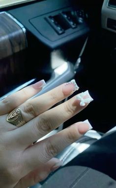 Short Nails Y2k Square, Bling Acrylic Nails Short, Short French Nail Designs, Nail With Initial, Nails With An Initial, Nails With Initials Acrylic, Acrylic Nail Designs Classy, Quinceanera Nails, Hard Nails