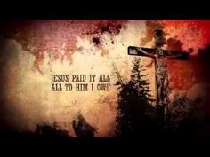 a cross with the words jesus paid to all to him i own on it in front of a grungy background