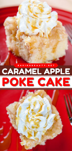 It's one of the best apple dessert recipes you shouldn't miss for Thanksgiving! This easy poke cake recipe has a moist cake with creamy caramel and tart apples. A must-try sweet treat recipe! Poke Cake Recipe, Creamy Caramel, Moist Cake, Poke Cake Recipes, Poke Cakes, Fall Dessert Recipes