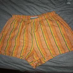 Urban Renewal By Uo Shorts. Super Comfy And Light! Never Worn, I Purchased And These Were Not My Style! Summer Orange Shorts With Built-in Shorts, Orange Vacation Shorts With Elastic Waistband, Orange Vacation Shorts, Casual Striped High-waisted Pajama Shorts, Yellow Beach Shorts With Built-in Lining, Orange Short Bottoms For Loungewear, Orange Short Loungewear Bottoms, Orange Summer Loungewear Bottoms, Casual Striped Pajama Shorts