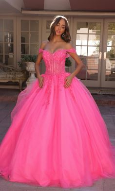 Stand out in a crowd in this bright off-the-shoulder long prom ball gown that is simply captivating. With embroidered lace on the sheer corset-style bodice, this long sweetheart formal dress gets a look of romance with banded sleeves that drape over the upper arms. This gorgeous long evening gown has thin bands that lace up over the open back for the best fit, while the fully-lined long skirt has a sheer tulle overlay that flows to the floor in a voluminous a-line shape. Your inner princess will Elegant Corset, Corset Ball Gowns, Off Shoulder Ball Gown, Off Shoulder Gown, Prom Ball Gown, Designer Prom Dresses, Corset Bodice, Long Evening Gowns, Cute Prom Dresses