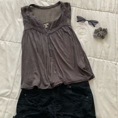 Grey Ecote Top From Urban Outfitters. Featuring A Crochet Top, Snap Button Detailing, And A Heathered Grey Dye. Perfect Summer Top With Jeans Or Shorts! Never Worn Before Without Tags. Accessories And Shorts Not Included. Offers Welcome :) Casual Tops With Buttons From Urban Outfitters, Summer Button Tops From Urban Outfitters, Urban Outfitters Summer Tops With Buttons, Urban Outfitters Button-up Summer Tops, Urban Outfitters Tops With Buttons For Day Out, Urban Outfitters Summer Button-up Tops, Urban Outfitters Buttoned Tops For Day Out, Urban Outfitters Button-up Summer Blouse, Urban Outfitters Casual Blouse For Vacation