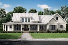 this is an artist's rendering of the farmhouse style house plans that are available for purchase