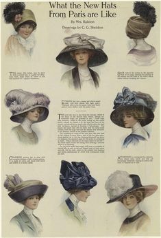 Edwardian Hat, Historical Hats, Victorian Hats, Ab Challenge, Edwardian Dress, Paris Mode, Women's Hats, Couture Vintage, Edwardian Fashion