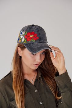 Custom Hand-Stitched Hat / Hand Embroidered Hat / Baseball Cap With Flowers/ Custom Floral hat / Botanical hat Color: black baseball cap; Design: hand-embroidered wildflowers; Cap size (head circumference): 55 - 67 cm; Fabric: 100% cotton Twill, garment-washed. The quality of the embroidery and baseball hat is superior, I guarantee! ;) I really enjoyed making this, and I hope my customer will enjoy showing it off. 🌿PLEASE NOTE I NEED 2 WEEKS TO EMBROIDER THIS HAT FOR YOU🌿 GET 10% OFF YOUR 1ST Embroidered Trucker Hat With Curved Brim, Adjustable Baseball Cap With Floral Embroidery, Embroidered Baseball Cap One Size, Adjustable Snapback Hat With Floral Embroidery, Embroidered Adjustable Hat, Embroidered Visor Hat, Embroidered Baseball Cap One Size Fits Most, Brimmed Hat With Floral Embroidery, Floral Embroidered Adjustable Snapback Hat