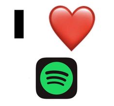 i love spotify with a red heart above it and a green spot in the middle