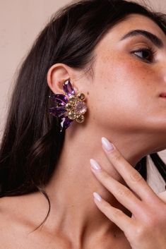 Tony Duquette amethyst citrine earrings in yellow gold. 18K Yellow Goldamethyst (app. 77.20 ct.), fluted amethyst (app. 19.20 ct.) and citrine (app. 16.70 ct.) Luxury Purple Multi-stone Earrings, Luxury Gemstone Accented Earrings For Party, Yellow Gold Multi-stone Party Earrings, Party Multi-stone Yellow Gold Earrings, Luxury Purple Earrings For Evening, Amethyst Gemstone Earrings For Party, Luxury Purple Jewelry For Party, Purple Luxury Jewelry For Party, Luxury Gold Amethyst Earrings