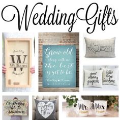 wedding gifts for the bride and groom on sale at etsyle com, with text overlay