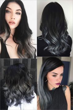 Tendência capilar: Charcoal hair! Charcoal Hair, Grey Ombre Hair, Silver Highlights, Ombre Hair Color, Hair Color Dark, Hair Black, Cool Hair Color, Grunge Hair, Love Hair