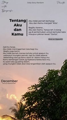 an advertisement is shown with the words tentang ku am kanu written below it